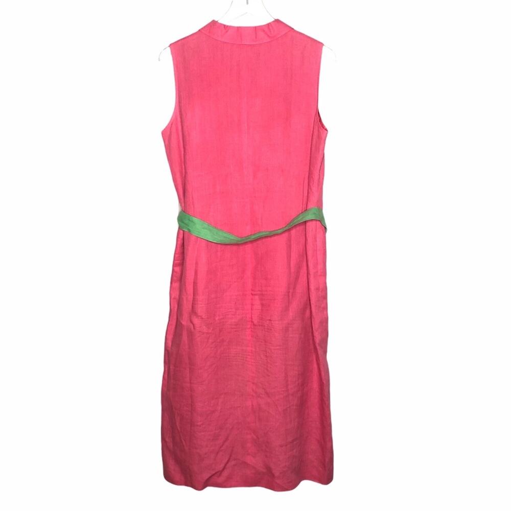 Talbots Irish Linen Sleeveless Shirt Dress Pink 14 - Picture 8 of 9